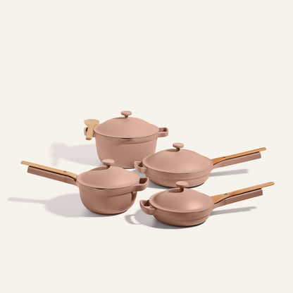 Pink non toxic ceramic nonstick always pan Perfect Pot Mini non toxic ceramic nonstick always pan Mini Perfect Pot Cookware Set bundle