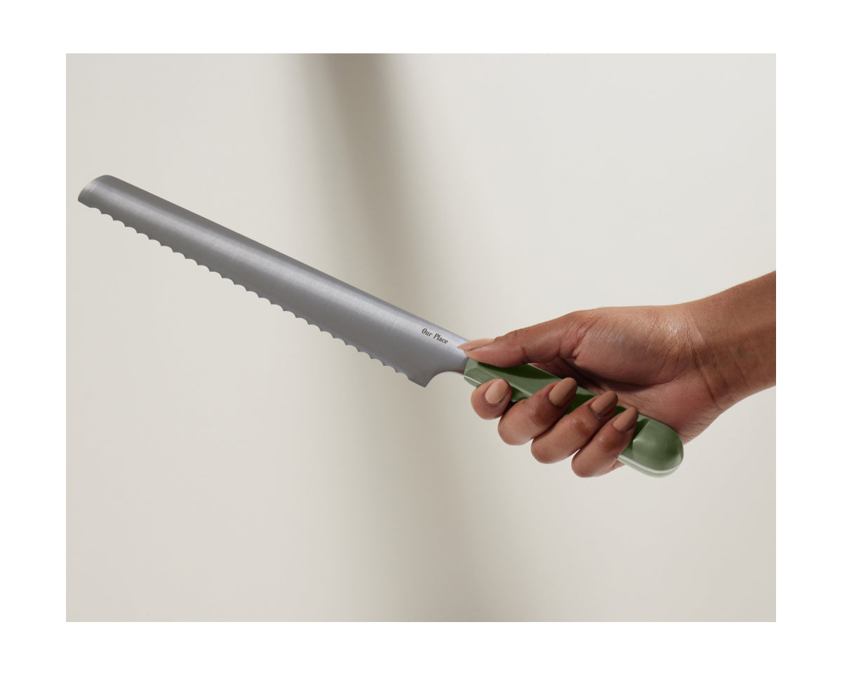 Serrated Slicing Knife in Sage View 2