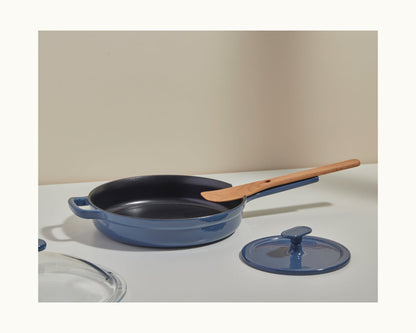 Blue Grill Press paired with a blue Cast Iron Always Pan