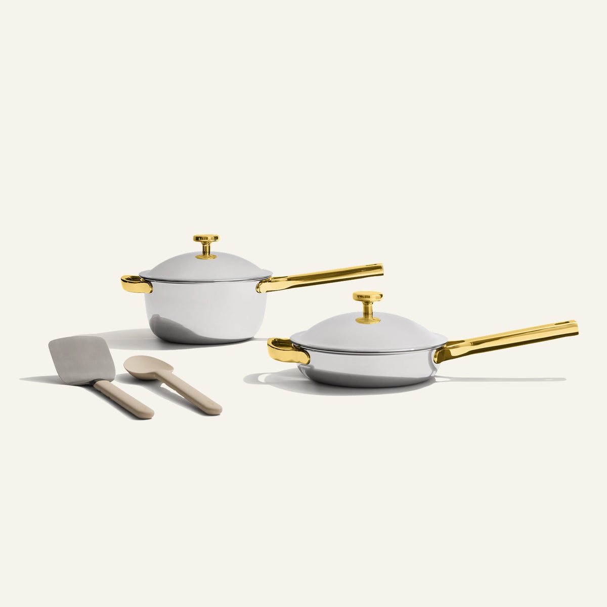 gold titanium mini always pan pro non toxic frying pan and mini perfect pot pro with stainless steel spatula and silicone spoon
